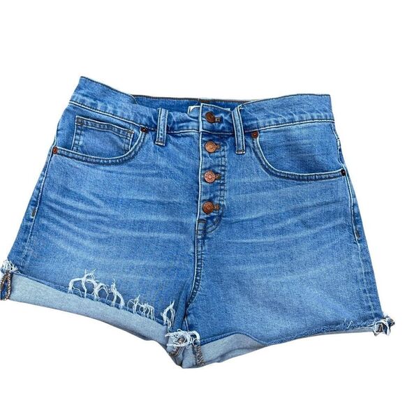 Madewell High Rise Button Fly Cut Off Denim Shorts 27 - Picture 2 of 7